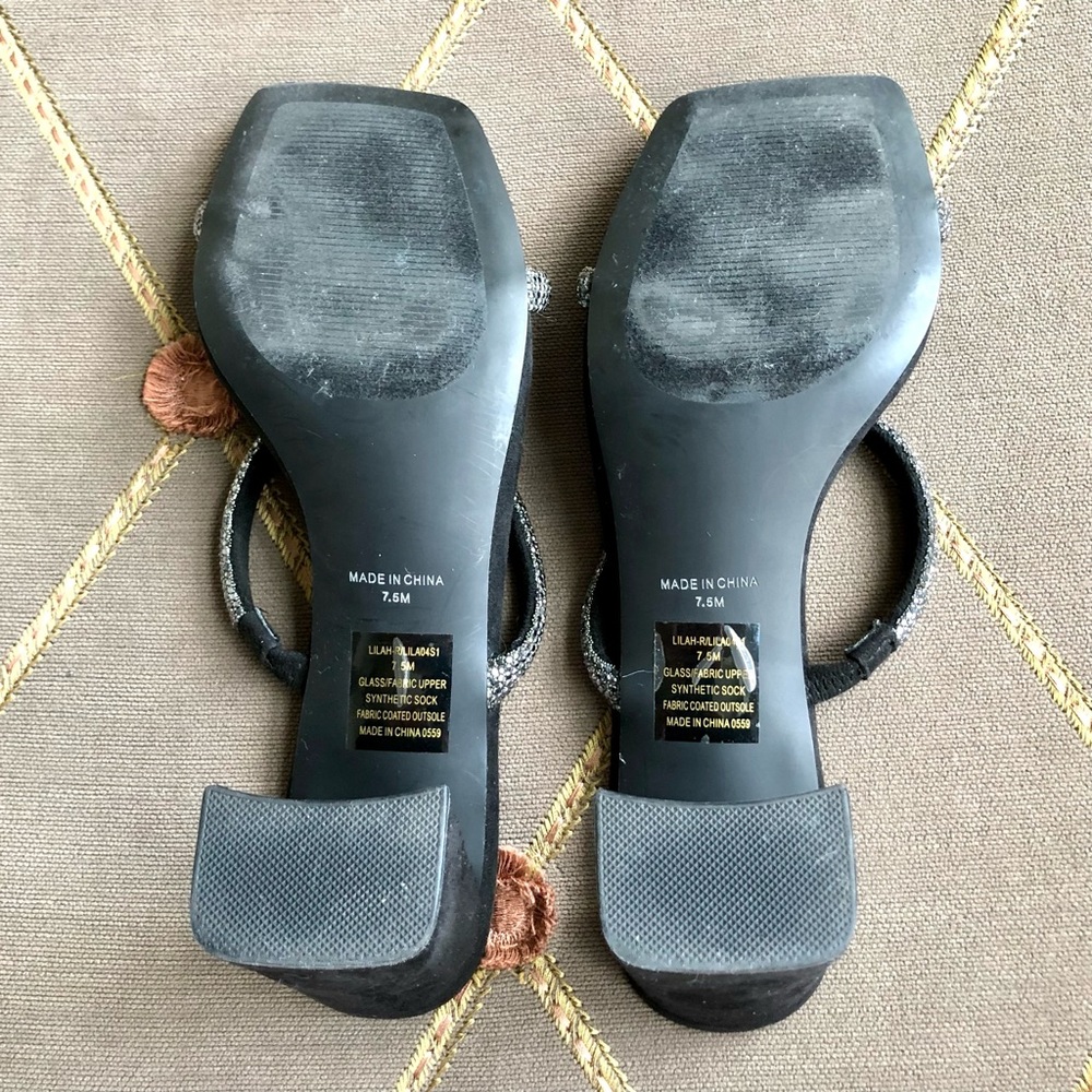 Sold Steve Madden Sandals Slides with High Heel in Silver Sparkle & Black (7.5) - Picture 7 of 7